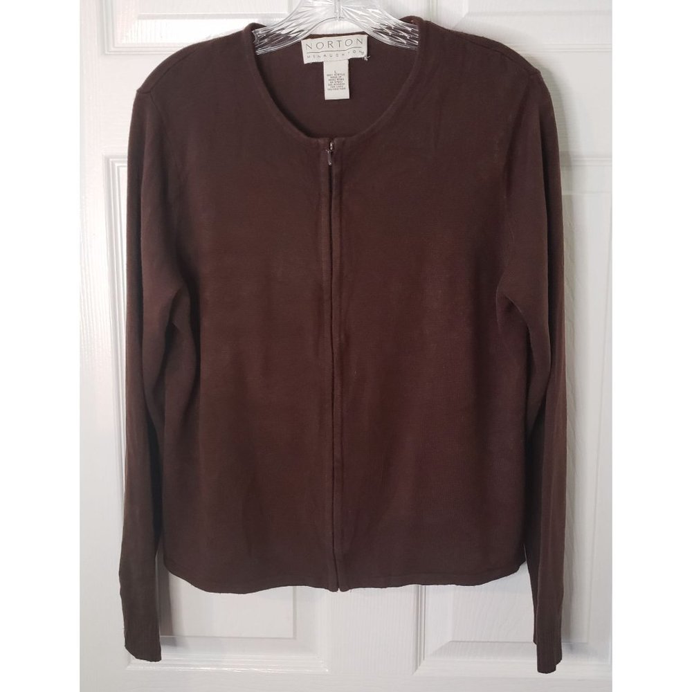 Norton McNaughton Cardigan, Brown, Size Large
